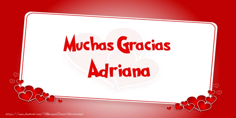 Felicitaciones de gracias - Corazón | Muchas Gracias Adriana