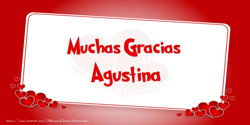 Felicitaciones de gracias - Corazón | Muchas Gracias Agustina