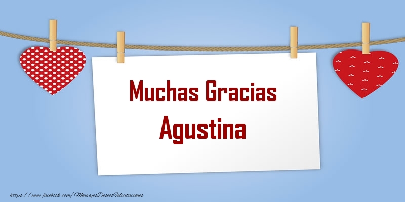 Felicitaciones de gracias - Corazón | Muchas Gracias Agustina