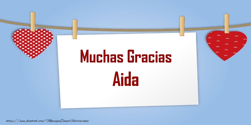 Felicitaciones de gracias - Corazón | Muchas Gracias Aida
