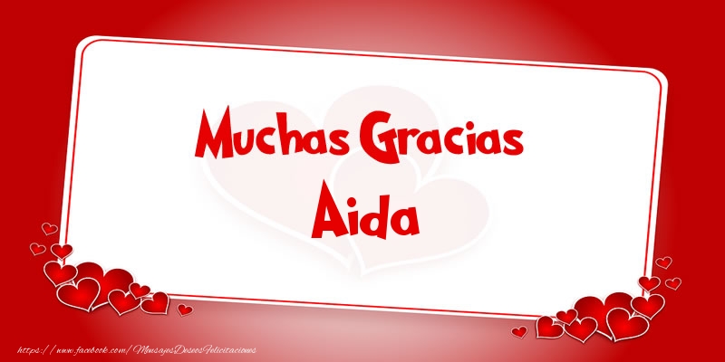 Felicitaciones de gracias - Corazón | Muchas Gracias Aida