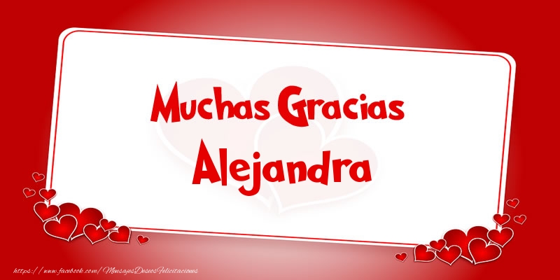 Felicitaciones de gracias - Corazón | Muchas Gracias Alejandra