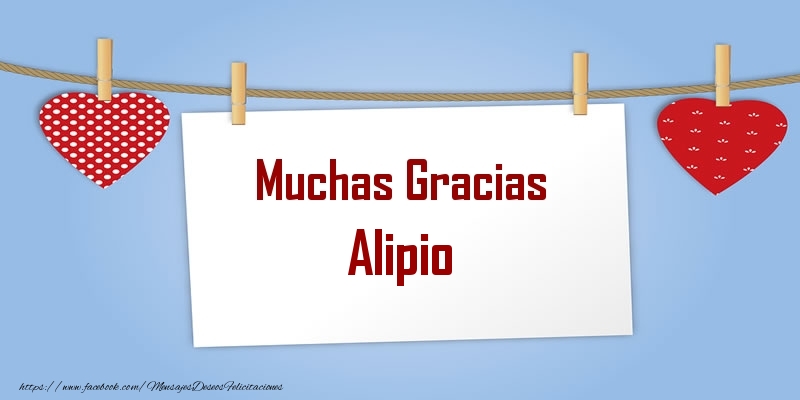 Felicitaciones de gracias - Corazón | Muchas Gracias Alipio