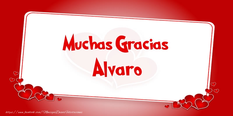 Felicitaciones de gracias - Corazón | Muchas Gracias Alvaro