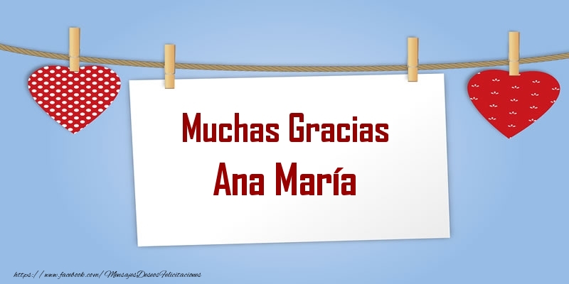Felicitaciones de gracias - Corazón | Muchas Gracias Ana María
