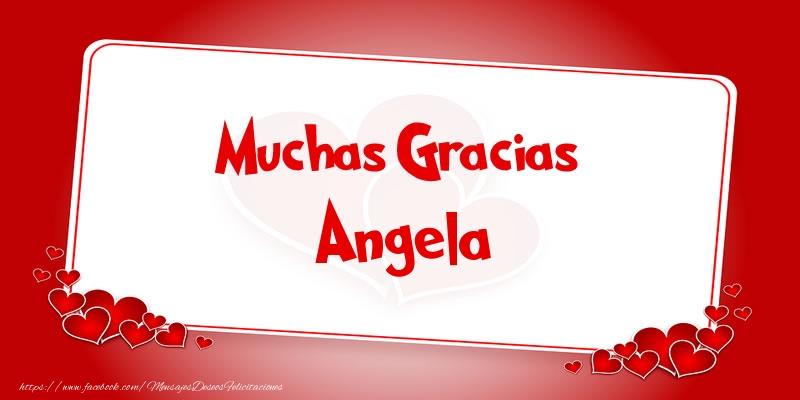 Felicitaciones de gracias - Corazón | Muchas Gracias Angela