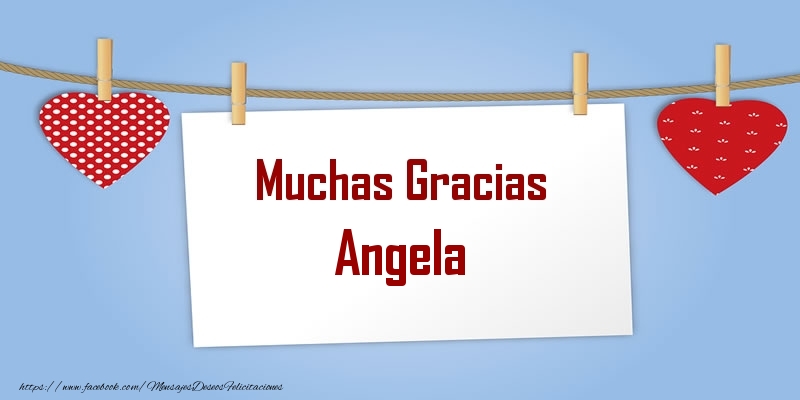 Felicitaciones de gracias - Corazón | Muchas Gracias Angela