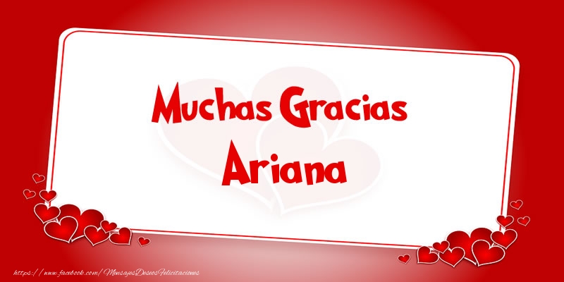 Felicitaciones de gracias - Corazón | Muchas Gracias Ariana