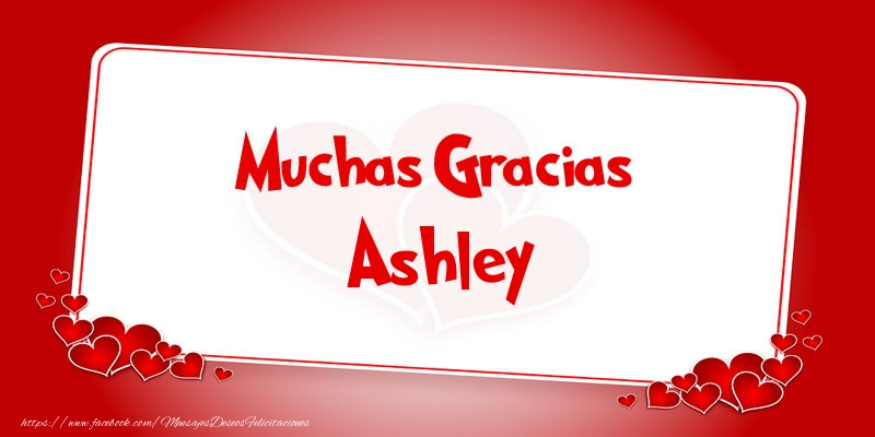 Felicitaciones de gracias - Corazón | Muchas Gracias Ashley