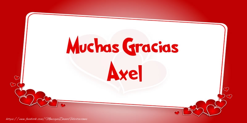 Felicitaciones de gracias - Corazón | Muchas Gracias Axel