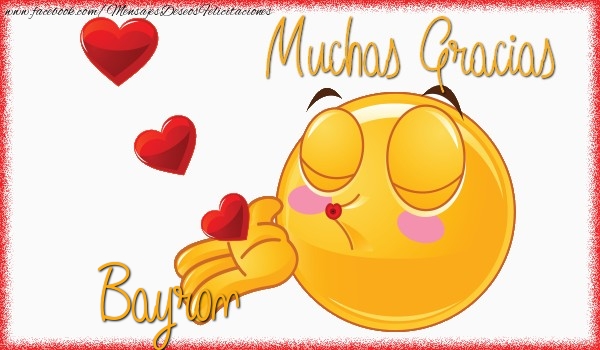 Felicitaciones de gracias - Corazón & Emoticones | Gracias Bayron
