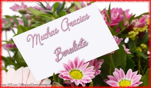 Felicitaciones de gracias - Flores | Muchas Gracias Benedicta