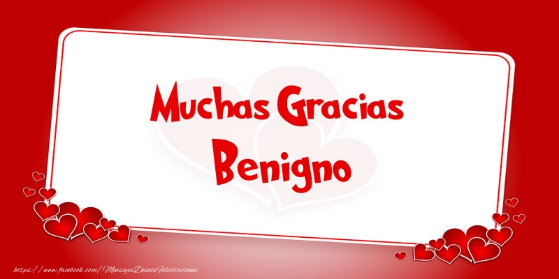 Felicitaciones de gracias - Corazón | Muchas Gracias Benigno