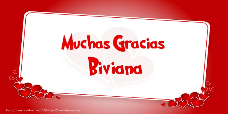 Felicitaciones de gracias - Corazón | Muchas Gracias Biviana