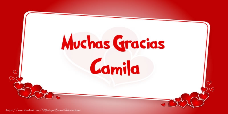 Felicitaciones de gracias - Corazón | Muchas Gracias Camila