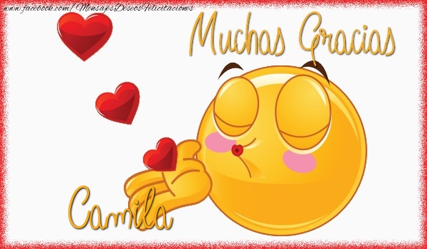 Felicitaciones de gracias - Corazón & Emoticones | Gracias Camila