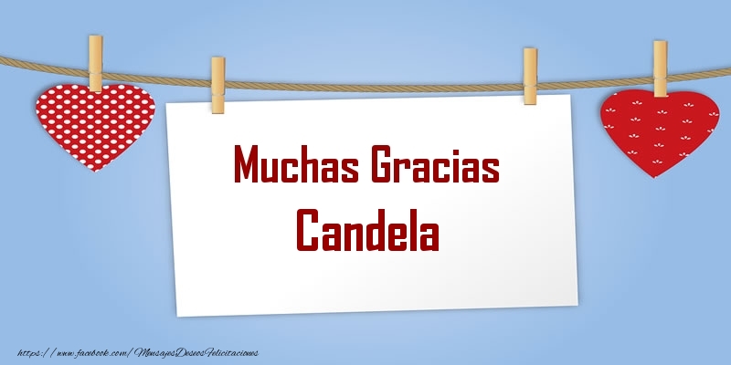 Felicitaciones de gracias - Corazón | Muchas Gracias Candela