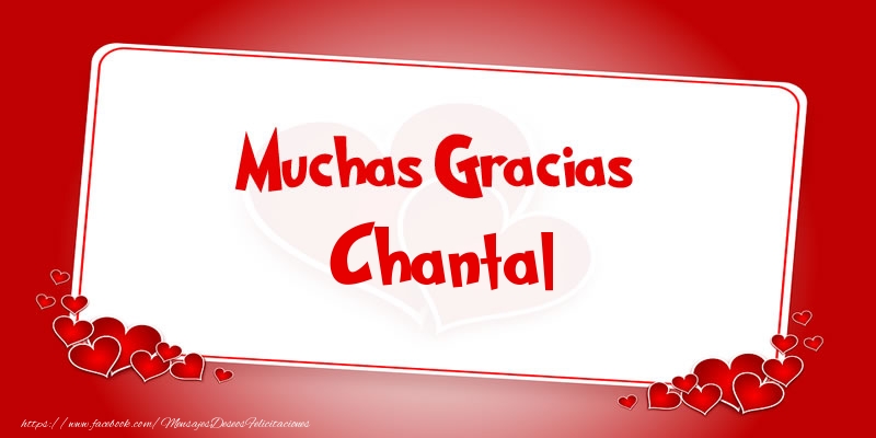 Felicitaciones de gracias - Corazón | Muchas Gracias Chantal