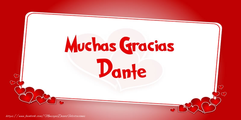 Felicitaciones de gracias - Corazón | Muchas Gracias Dante