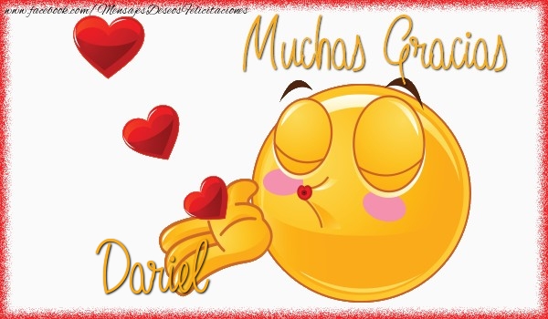 Felicitaciones de gracias - Corazón & Emoticones | Gracias Dariel