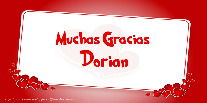 Felicitaciones de gracias - Muchas Gracias Dorian