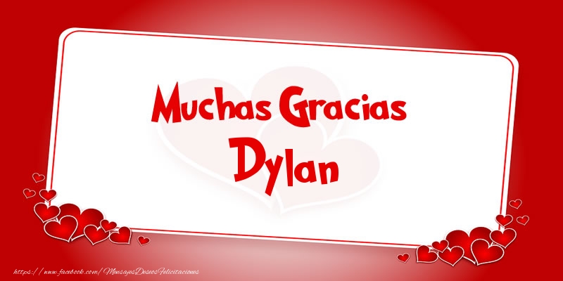 Felicitaciones de gracias - Corazón | Muchas Gracias Dylan