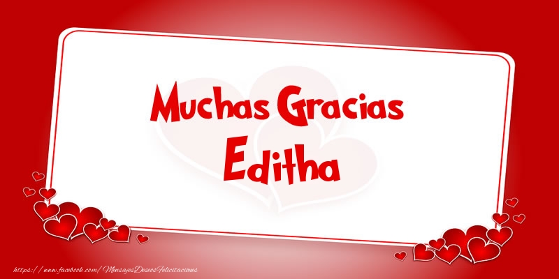 Felicitaciones de gracias - Corazón | Muchas Gracias Editha