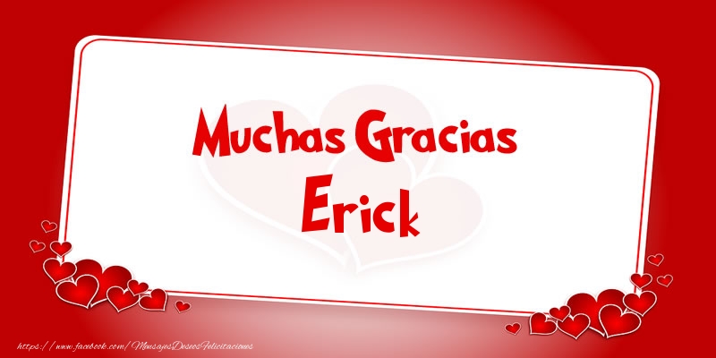Felicitaciones de gracias - Corazón | Muchas Gracias Erick