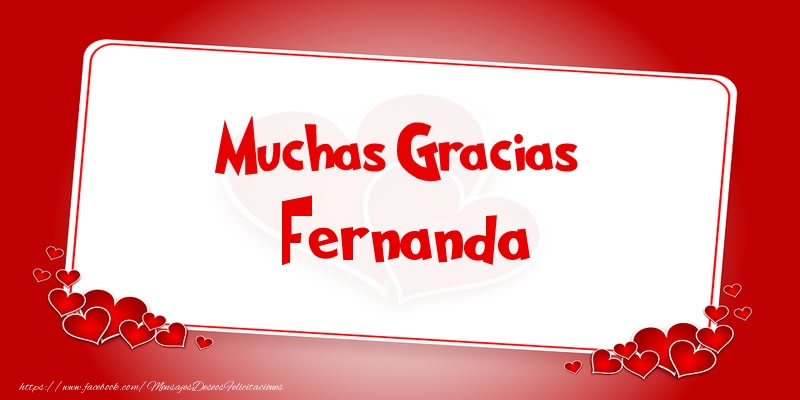 Felicitaciones de gracias - Corazón | Muchas Gracias Fernanda