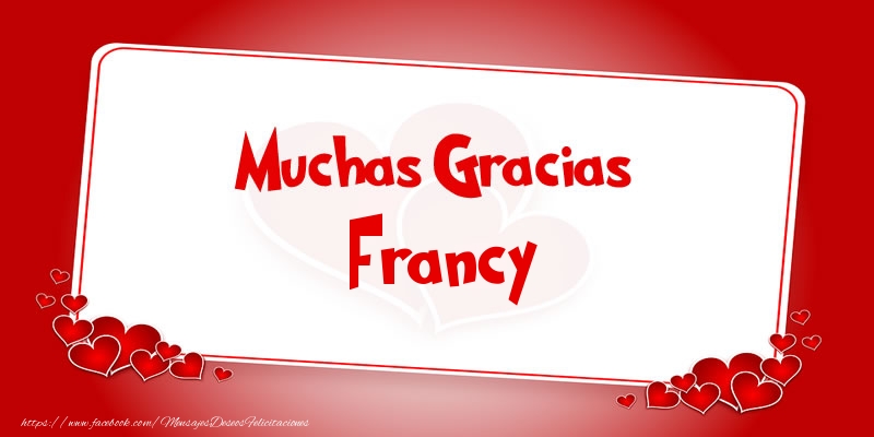 Felicitaciones de gracias - Corazón | Muchas Gracias Francy