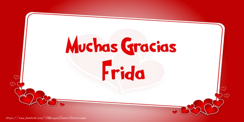 Felicitaciones de gracias - Corazón | Muchas Gracias Frida