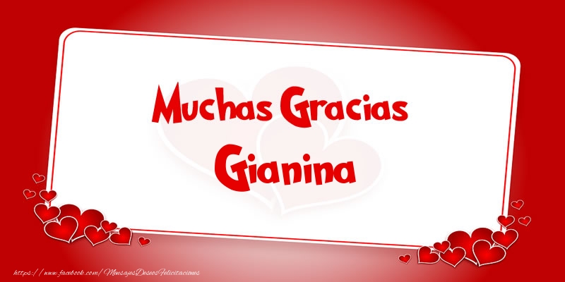 Felicitaciones de gracias - Corazón | Muchas Gracias Gianina