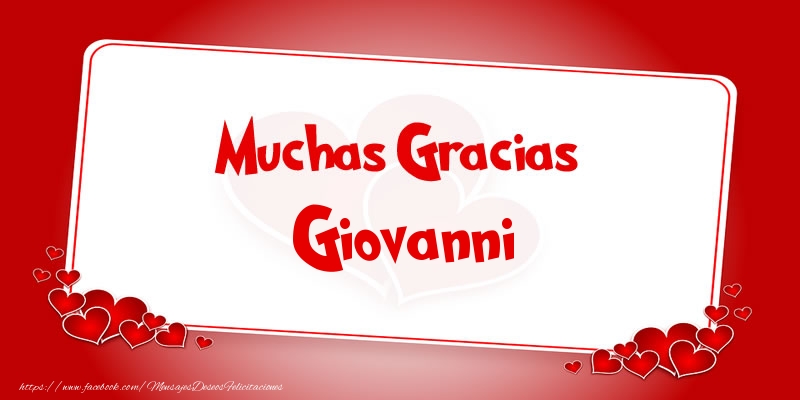 Felicitaciones de gracias - Corazón | Muchas Gracias Giovanni