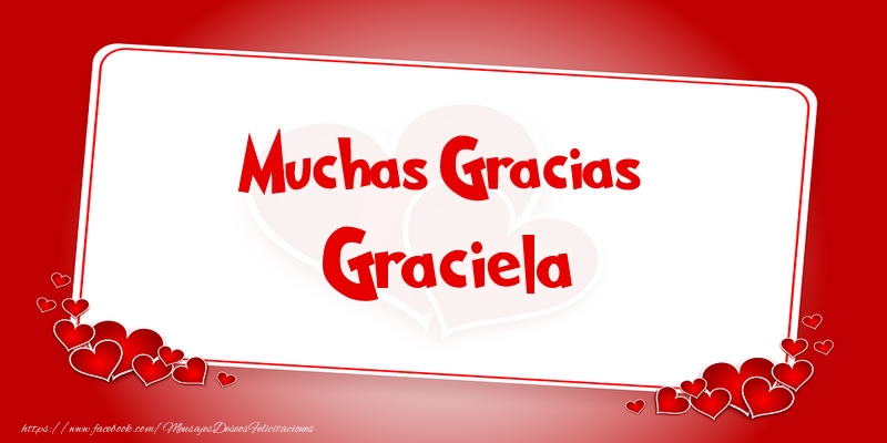 Felicitaciones de gracias - Corazón | Muchas Gracias Graciela