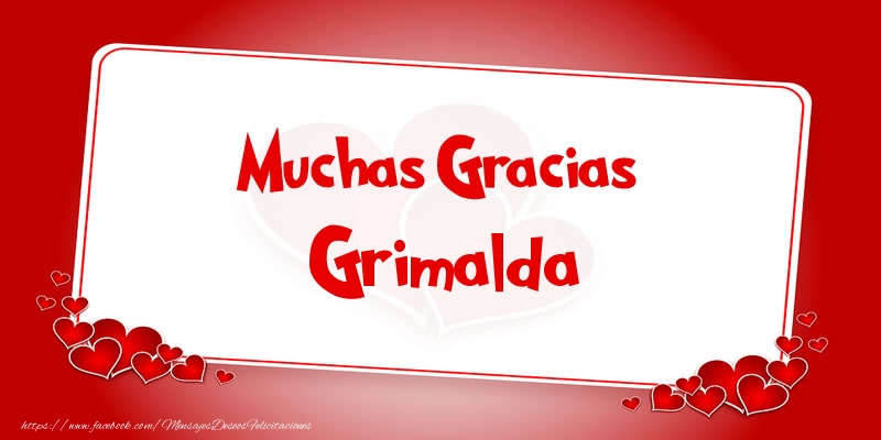 Felicitaciones de gracias - Corazón | Muchas Gracias Grimalda