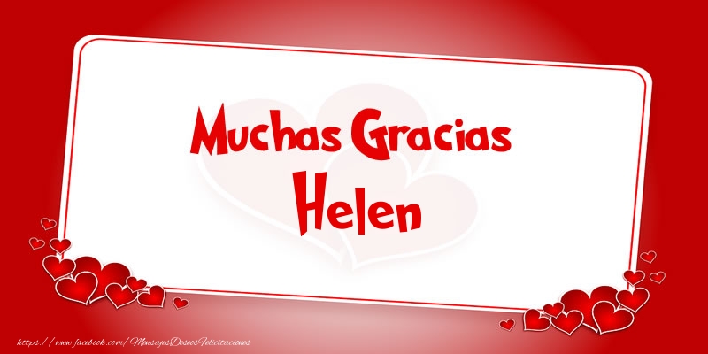 Felicitaciones de gracias - Corazón | Muchas Gracias Helen