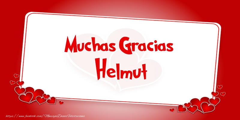 Felicitaciones de gracias - Corazón | Muchas Gracias Helmut