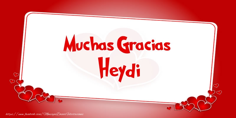Felicitaciones de gracias - Corazón | Muchas Gracias Heydi