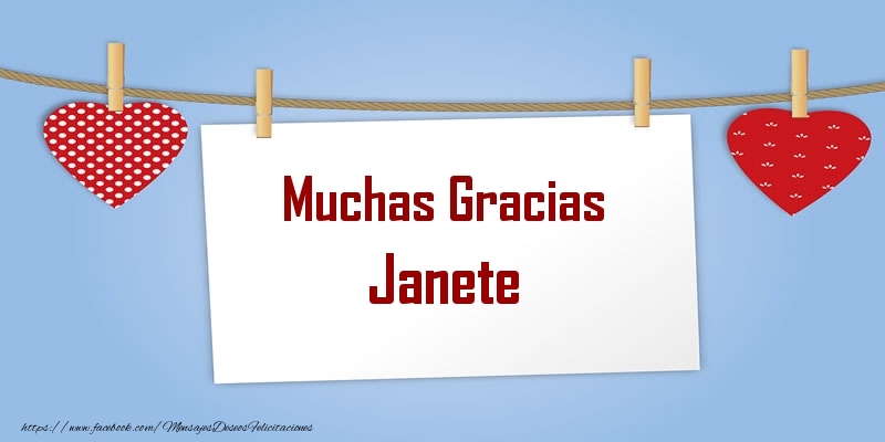Felicitaciones de gracias - Corazón | Muchas Gracias Janete
