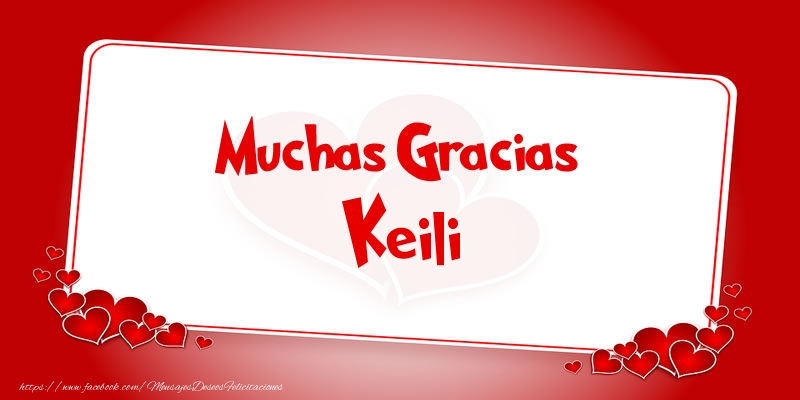 Felicitaciones de gracias - Corazón | Muchas Gracias Keili