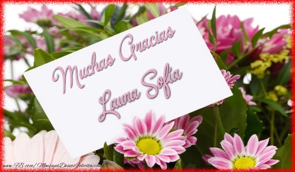 Felicitaciones de gracias - Flores | Muchas Gracias Laura Sofía