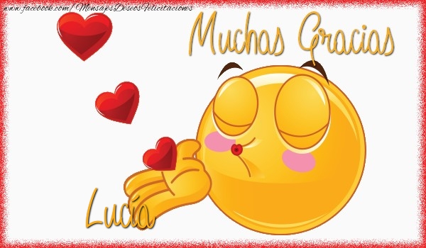 Felicitaciones de gracias - Corazón & Emoticones | Gracias Lucía