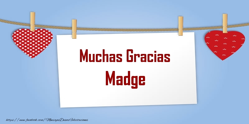 Felicitaciones de gracias - Corazón | Muchas Gracias Madge