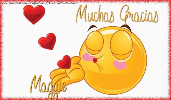 Felicitaciones de gracias - Corazón & Emoticones | Gracias Maggie
