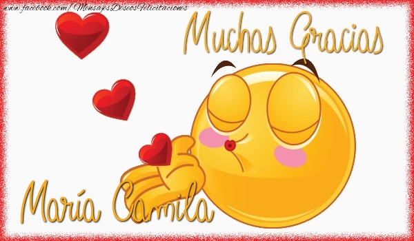 Felicitaciones de gracias - Corazón & Emoticones | Gracias María Camila