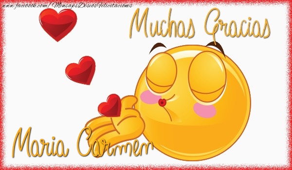 Felicitaciones de gracias - Corazón & Emoticones | Gracias Maria Carmen