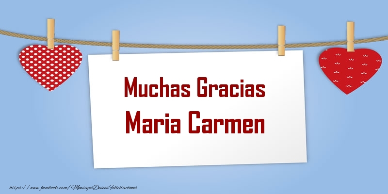 Felicitaciones de gracias - Corazón | Muchas Gracias Maria Carmen