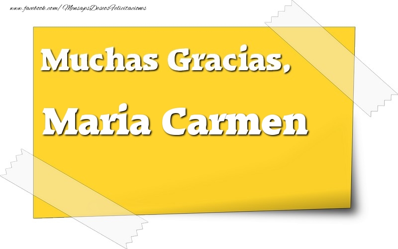 Felicitaciones de gracias - Muchas Gracias, Maria Carmen