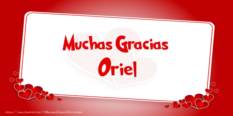 Felicitaciones de gracias - Corazón | Muchas Gracias Oriel
