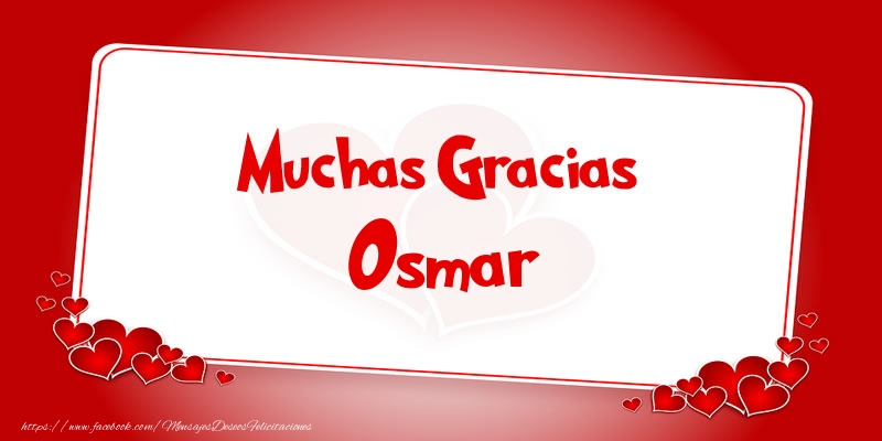 Felicitaciones de gracias - Corazón | Muchas Gracias Osmar